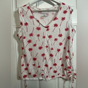 Tropical Vibes 100% Cotton Red Palm Tree Tank Top XL